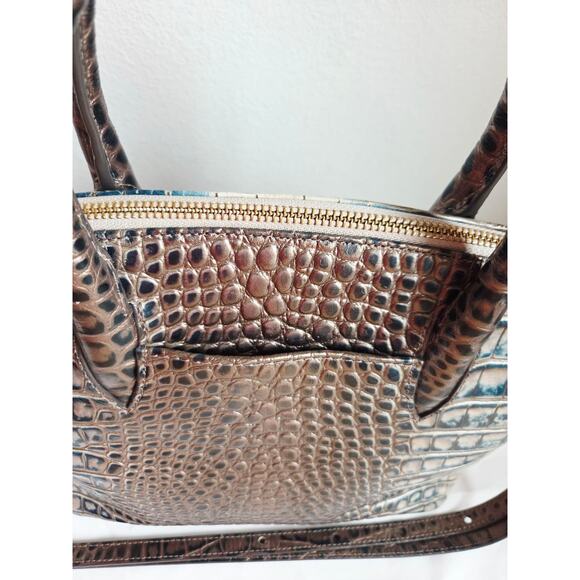 Brahmin Duxbury Satchel Petrol Magnus Croc Embossed Leather Bag Strap Dust Bag - Picture 8 of 16